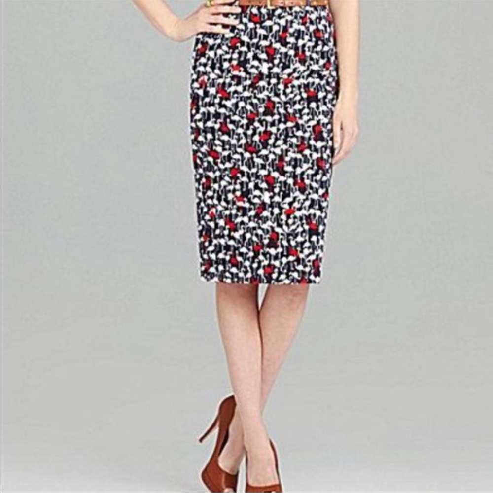 CREMIEUX Dillard’s Flamingo Print Knit Stretch Pencil Skirt